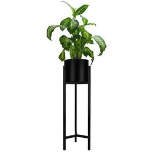 QUVIO Plantenstandaard inclusief pot - 22x22x75 cm - Zwart - M