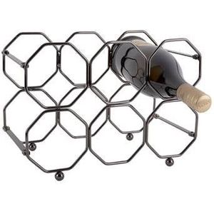Wijnrek Honeycomb - IJzer Smokey Grijs, opvouwbaar - 31x16,5x22cm