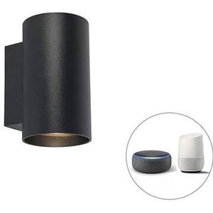 QAZQA Smart design wandlamp zwart incl. 2 Wifi GU10 - Sandy
