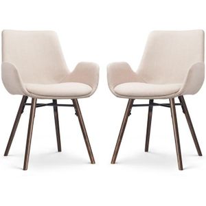 Nolon Nena-Eef Eetkamerstoelen Set van 2 - Beige - Walnoot Hout