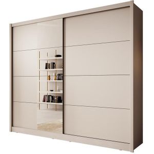 Meubella - Kledingkast Azul - Beige - 2 Schuifdeuren - 10 Opbergvakken