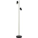 Vloerlamp Burgos Zwart Goud 2 Lichts 142cm