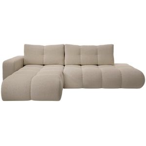 by fonQ Charme Hoekbank Links met Slaapfunctie - Chenille - Beige