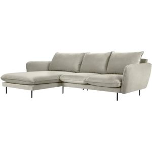 Cosmopolitan Design Vienna Hoekbank met Chaise Longue Links - Velvet - Beige