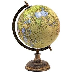 Clayre & Eef Wereldbol 22x37 cm Geel Oranje Hout Ijzer Globe