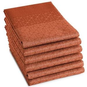 DDDDD - Chrystal - 6x Theedoek - Set van 6 stuks - Katoen - Grafische print - 60x65 cm - Handige Ophanglus - Sienna