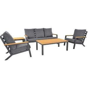 Lesli Living Donnan stoel-bank loungeset 5-delig | aluminium + bamboe