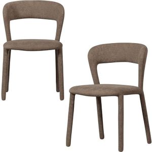 BePureHome Noble Eetkamerstoelen - Polyester - Taupe - Set van 2