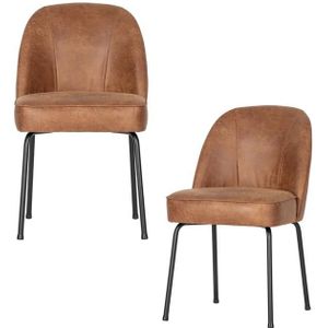 BePureHome Vogue Eetkamerstoelen - Leer - Cognac - Set van 2