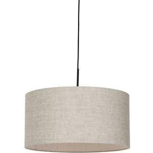 QAZQA Landelijke hanglamp zwart met beige kap 50 cm - Combi 1