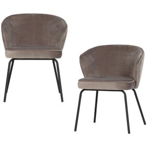 BePureHome Admit Eetkamerstoelen - Fluweel - Khaki - Set van 2