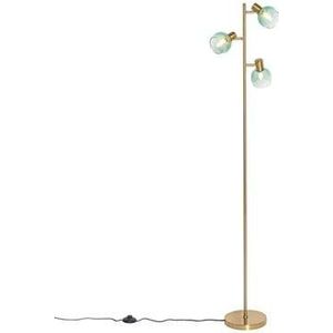 QAZQA Art Deco vloerlamp goud met groen glas 3-lichts - Vidro