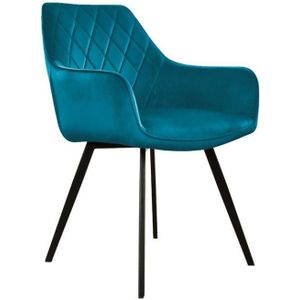 Kick - Karl - Eetkamerstoel - Blauw - Fluweel - Industrieel