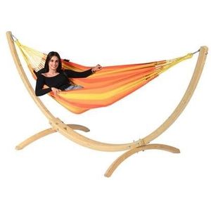 Tropilex® Hangmat met Standaard Eénpersoons Wood & Dream Orange Oranje