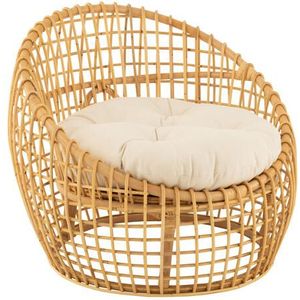 J-Line stoel Lise + kussen 1 Personen - rotan|textiel - naturel|wit