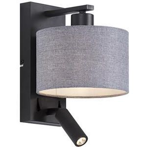 QAZQA Moderne wandlamp zwart met grijs rond en leeslamp - Puglia