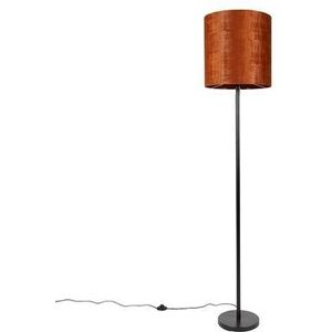 QAZQA Vloerlamp zwart velours kap oranje 40 cm - Simplo