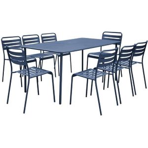 sweeek - Metalen tuintafel met 8 stoelen