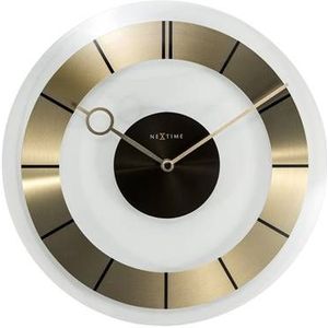 Wandklok NeXtime dia. 31 cm, glas, goud, 'Retro' NE-2790GO