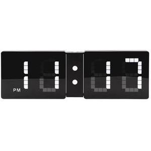 Wall Clock LED Look Flip Black