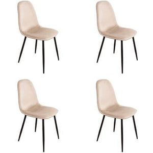 PoleWolf - Blossom stoel - Velvet - Sand White - Korting- Set van 4