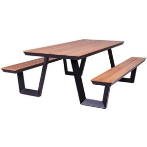 MaximaVida aluminium picknicktafel Bermuda 200 cm zwart