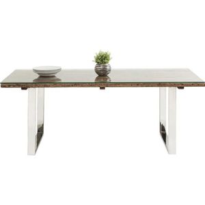 Kare Design Rustico Eettafel- 200 X 90 X 76 Cm - Glas En Hout