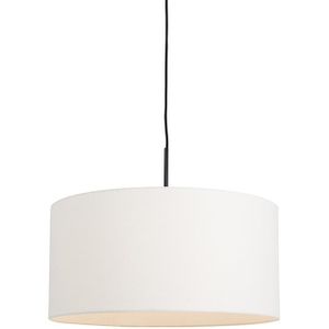 QAZQA Moderne hanglamp zwart met witte kap 50 cm - Combi 1