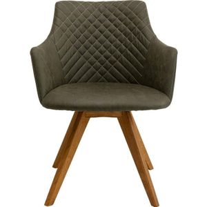 Draaistoel met armleuningen Coco groen en eik Kare Design