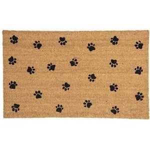 Clayre & Eef Deurmat 75x45 cm Bruin Kokosvezel Rubber Rechthoek Kattenpootjes Kokosmat