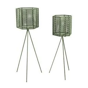 present time - Bloempot Mesh Hexagon - Donker Groen, set van 2