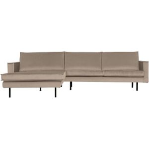 BePureHome Rodeo Chaise Longue Links - Velvet - Khaki
