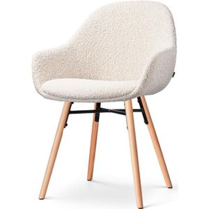 Nolon Nena-Mae Eetkamerstoel Bouclé Beige - Armleuning - Stof