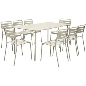 sweeek - Metalen tuintafel met 8 stoelen