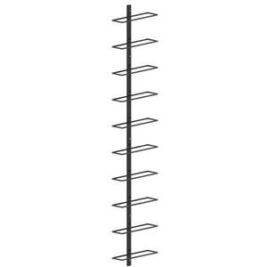 vidaXL-Wijnrek-voor-10-flessen-wandmontage-metaal-zwart