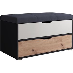 Meubella Schoenenkast Ivano - Grijs - Wit - Eiken - 85 cm