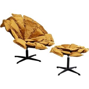 Kare Design Blossom Draaifauteuil en voetensteun oker