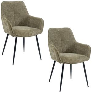 Housecraft Living Jez Eetkamerstoelen met armleuning Groen - Set van 2