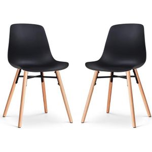 Nolon Nena-Pip Eetkamerstoelen Set van 2 - Zwart - Houten Poten