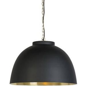 QAZQA Hanglamp zwart met messing binnenkant 60 cm - Hoodi