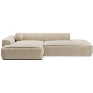 Sofa linkerhoek fluweel crème 300cm