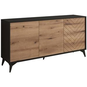 Meubella Dressoir Dolores - Eiken - Zwart - 154 cm