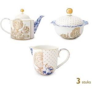 Pip Studio Theepot met kan en suikerkom - Royal Wit - 260ml