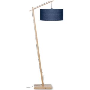 GOOD&MOJO Vloerlamp Andes - Bamboe - Blauw - Houten Vloerlamp met Verstelbare Lampenkap