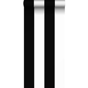 Sanders & Sanders behang brede streep zwart en wit - 53 cm x 10,05 m -