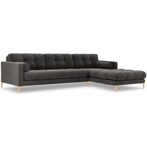 Cosmopolitan Design Bali Hoekbank met Chaise Longue Rechts - Donkergrijs / Goud