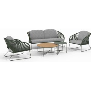 House Nordic - Lounge Set Staal Grijs|Groen - 78x71|162x73cm - Novella