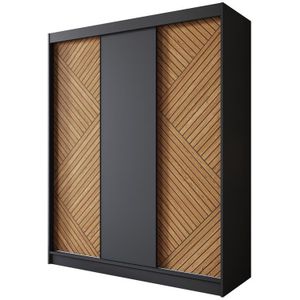 Meubella - Kledingkast Macerata - Zwart - 180 cm