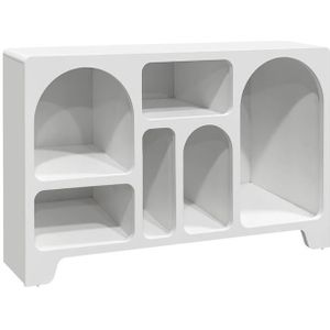sweeek - Wit houten 6-vaks organisch dressoir, 120cm