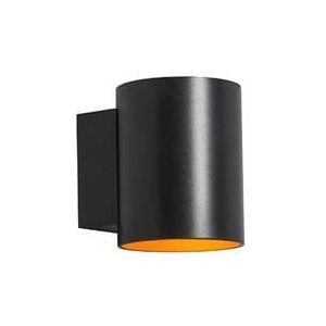 QAZQA sola - Moderne Wandlamp Up Down voor binnen - 1 lichts - D 100 mm - Zwart Goud - Woonkamers-sSlaapkamers-sKeuken